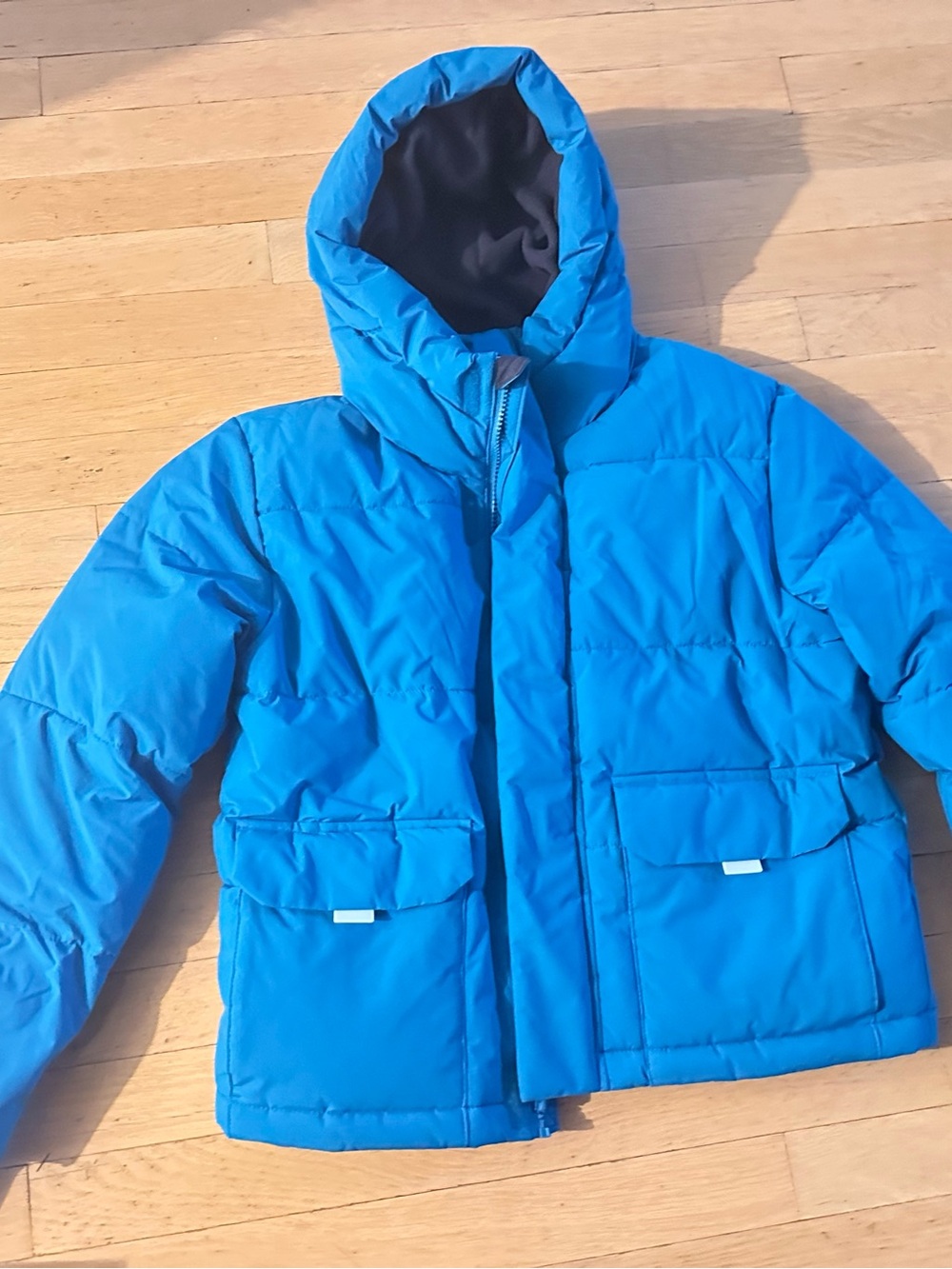 Bright Blue Hooded Puffer Jacket